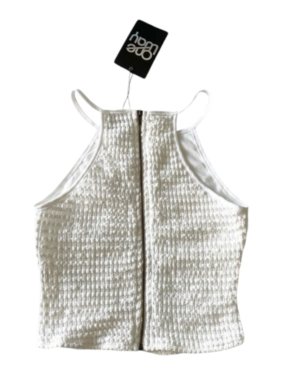new LF One Way ✌︎︎ Festival Crochet Halter Spaghetti Strap Crop Top ✌︎︎ White - Picture 6 of 16